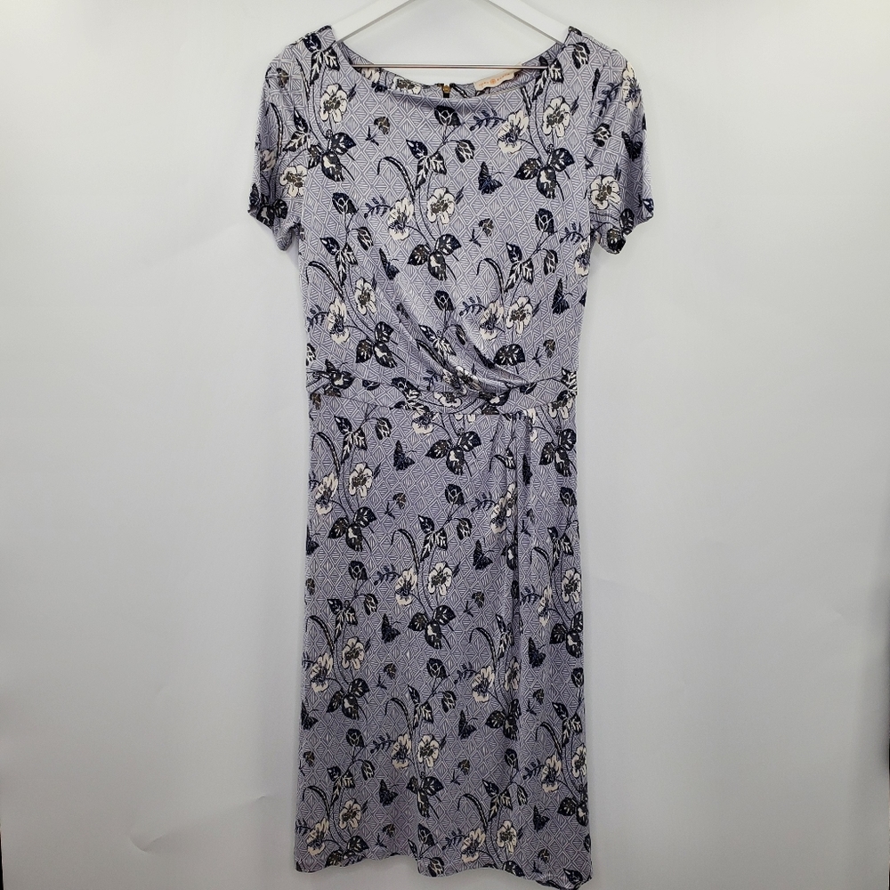 Tory Burch Silk Dainty Floral Print Midi Dress 90s Stylev Blue